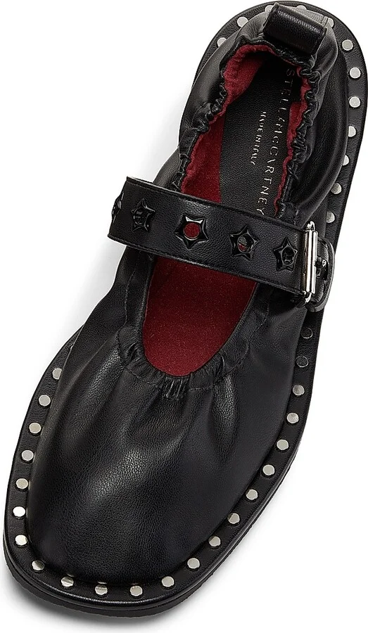 Women's Falabella Star-Eyelet Ballerina Flats - Black - Size 5.5 - Image 4