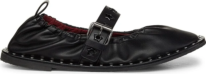 Women's Falabella Star-Eyelet Ballerina Flats - Black - Size 5.5