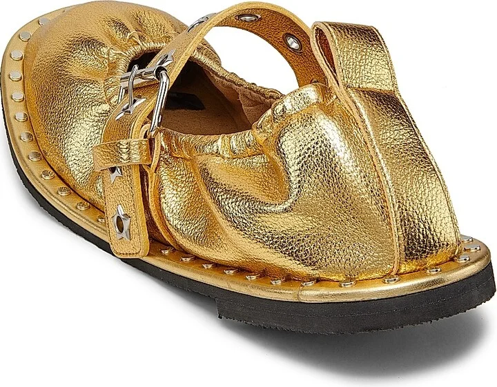 Women's Falabella Star Eyelet Metallic Vegetarian-Friendly Leather Ballerina Flats - Gold - Size 6.5 - Image 3
