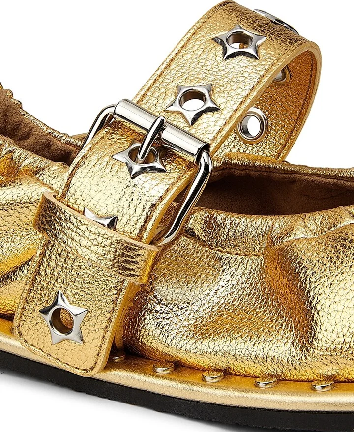 Women's Falabella Star Eyelet Metallic Vegetarian-Friendly Leather Ballerina Flats - Gold - Size 6.5 - Image 5