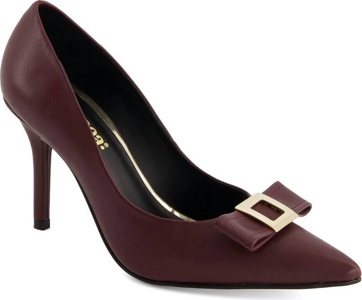 Women's Fashion Bow Stiletto Pumps In Burgundy