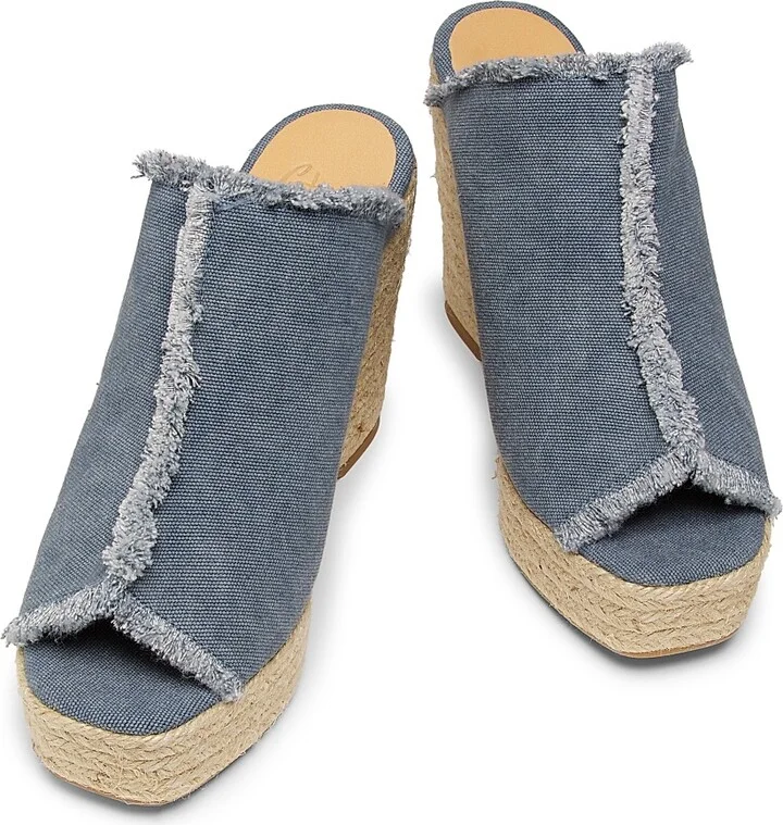 Women's Fatima 95MM Canvas Wedge Espadrilles - Citadel Denim Blue - Size 5 - Image 4