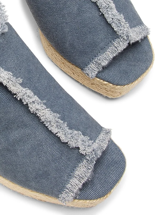 Women's Fatima 95MM Canvas Wedge Espadrilles - Citadel Denim Blue - Size 5 - Image 6