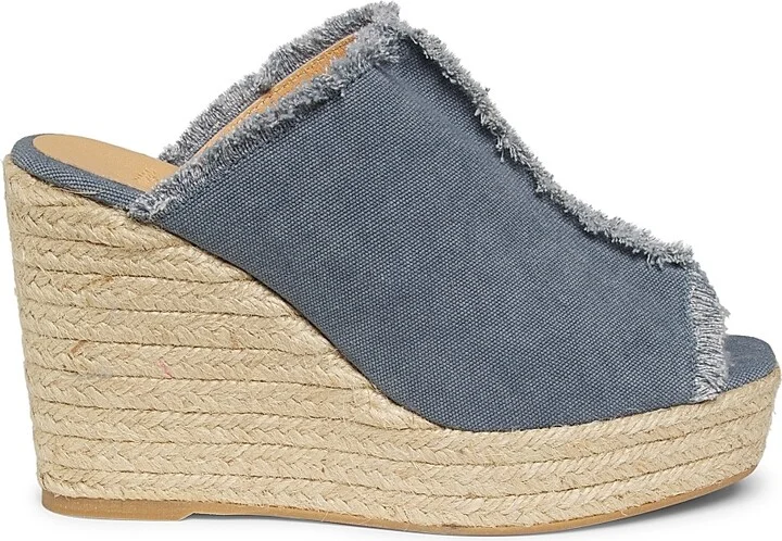 Women's Fatima 95MM Canvas Wedge Espadrilles - Citadel Denim Blue - Size 5