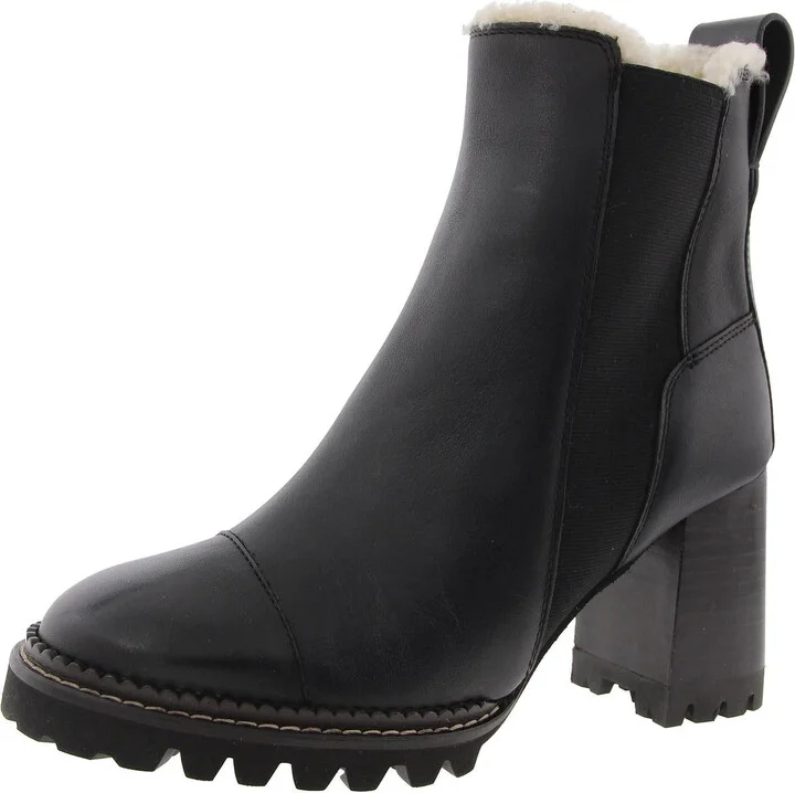 Womens Faux Fur Leather Booties