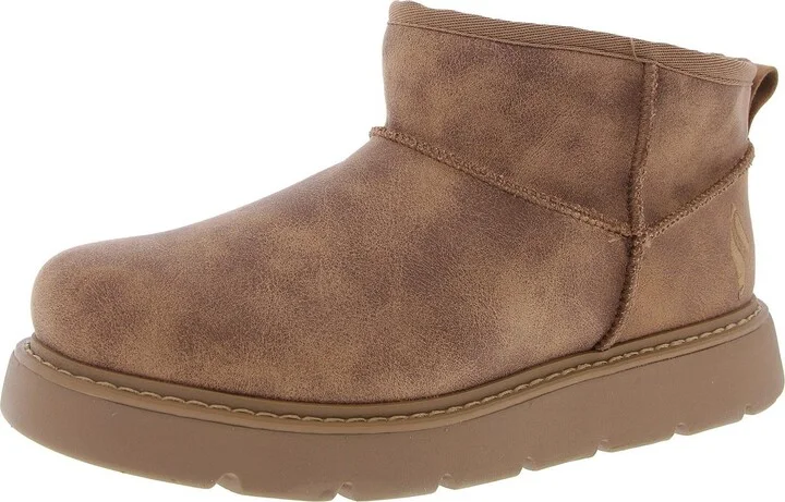 Womens Faux Fur Lined Cable Knit Booties