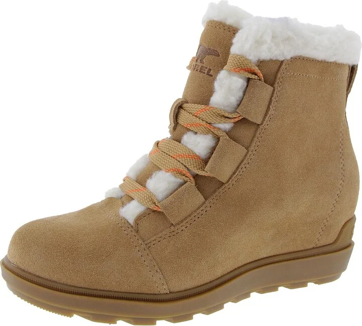 Womens Faux Fur Lined Leather Ankle Boots