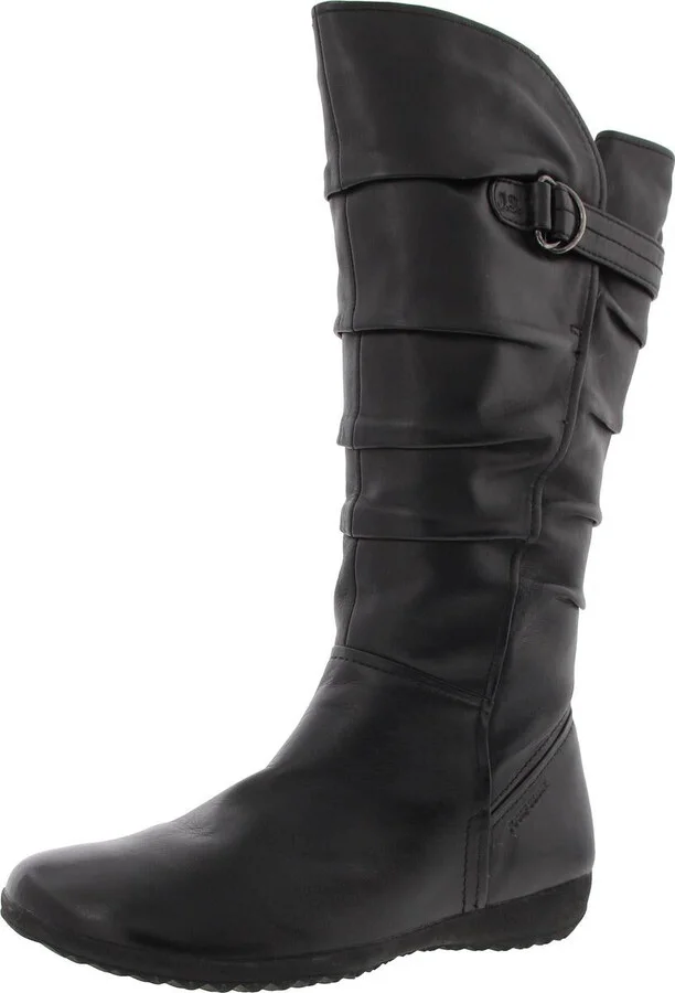 Womens Faux Fur Lined Leather Mid-Calf Boots