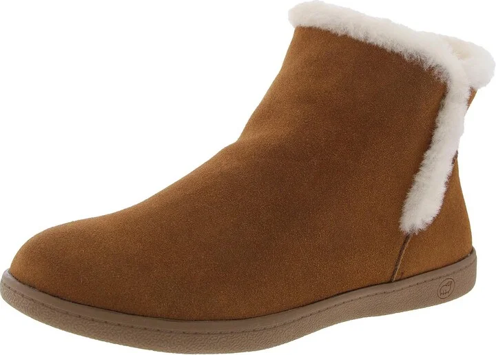 Womens Faux Fur Lined Suede Booties