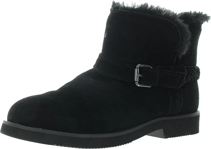 Womens Faux Fur Lined Suede Booties