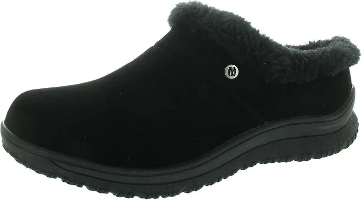 Womens Faux Fur Lined Suede Loafer Slippers