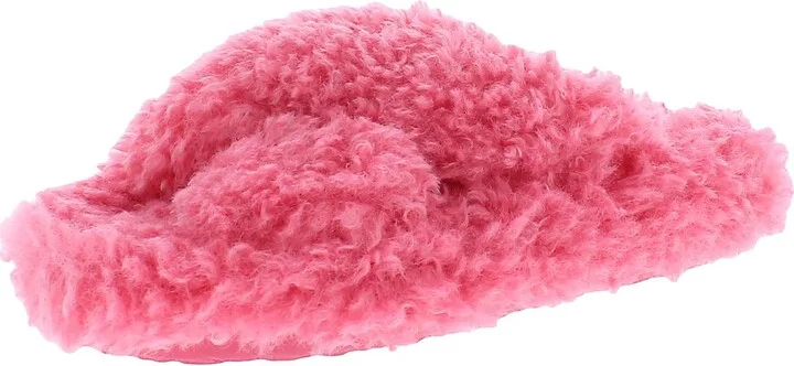 Womens Faux Fur Open Toe Flat Sandals