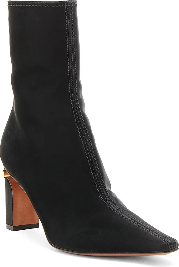 Women's Faux Leather 80MM Ankle Boots - Black Gold - Size 6 - Image 2