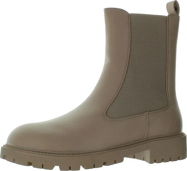 Womens Faux Leather Ankle Chelsea Boots