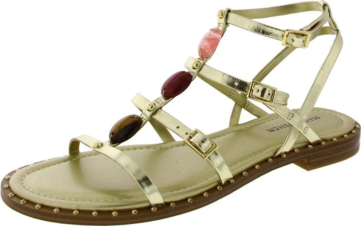 Womens Faux Leather Ankle Strap Flatform Sandals