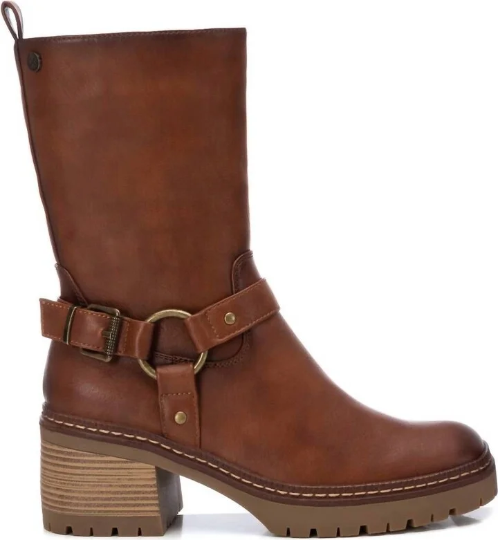 Women's Faux Leather Boots In Camel