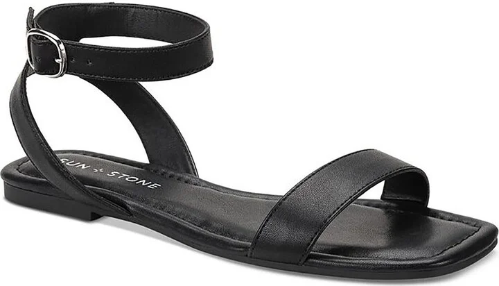 Womens Faux Leather Buckle Ankle Strap