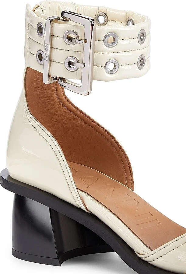 Women's Faux Leather Buckle Pumps - Egret - Size 5 - Image 6