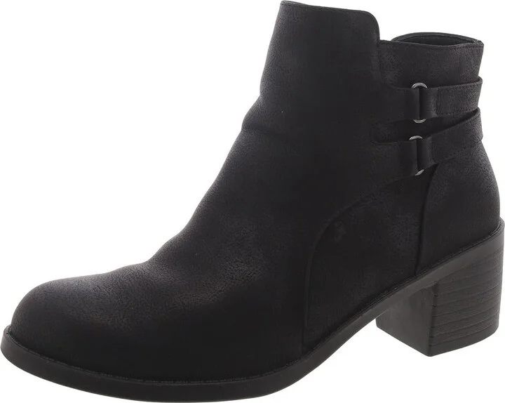 Womens Faux Leather Casual Ankle Boots
