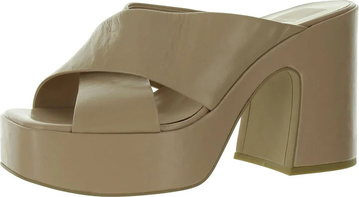 Womens Faux Leather Criss-Cross Slide