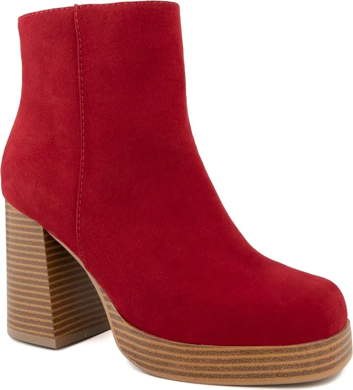 Womens Faux Leather Embossed Ankle Boots