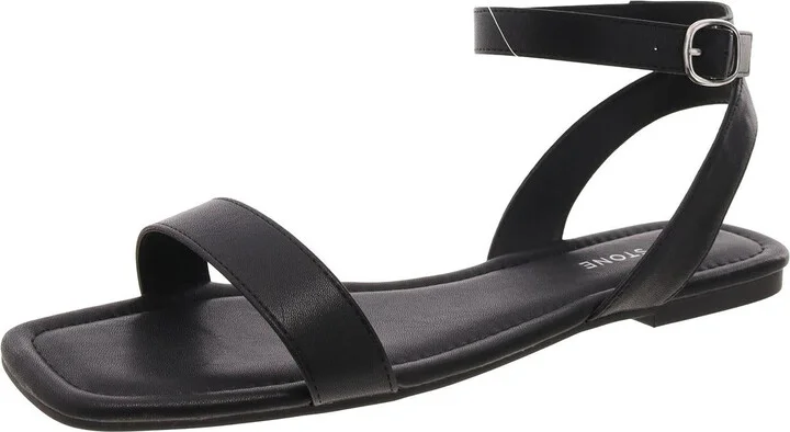 Womens Faux Leather Flat Slingback Sandals