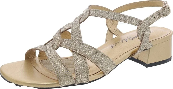 Womens Faux Leather Glitter Slingback Sandals