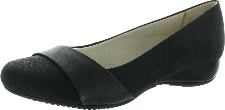 Womens Faux Leather Heeled Ballet Flats