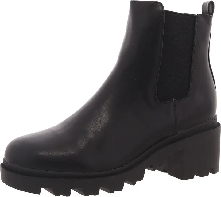 Womens Faux Leather Lugged Sole Chelsea Boots