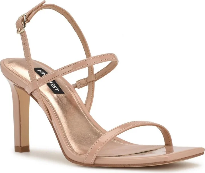 Womens Faux Leather Metallic Slingback Sandals