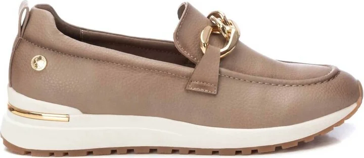 Women's Faux Leather Moccasins In Beige