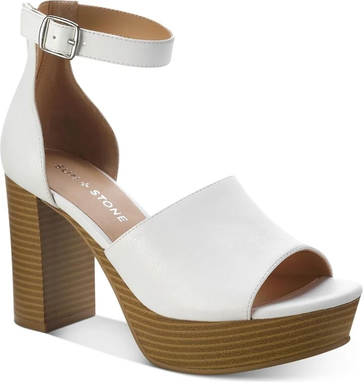Womens Faux Leather Open Toe Heels