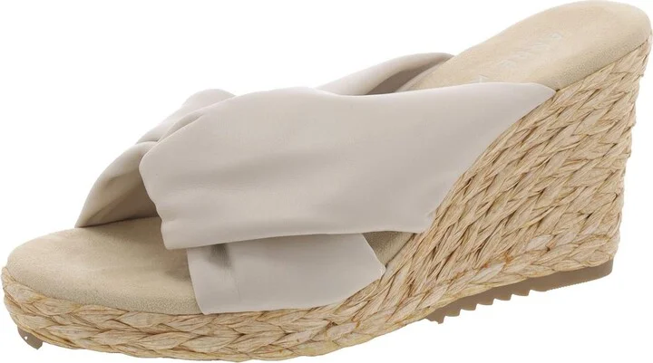Womens Faux Leather Open Toe Wedge Sandals