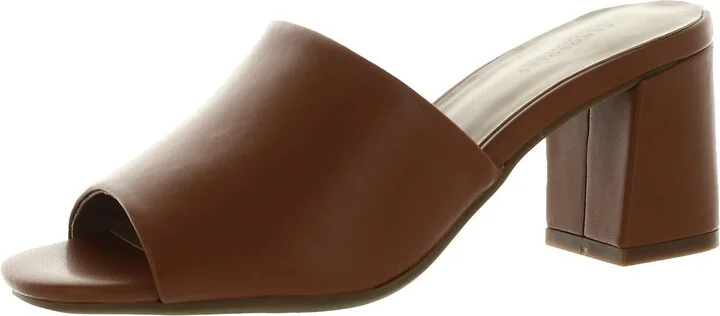 Womens Faux Leather Peep Toe Block Heel
