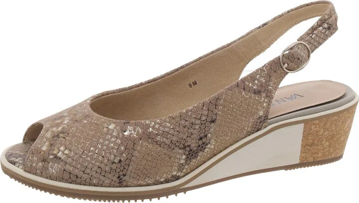 Womens Faux Leather Peep Toe Slingback Sandals