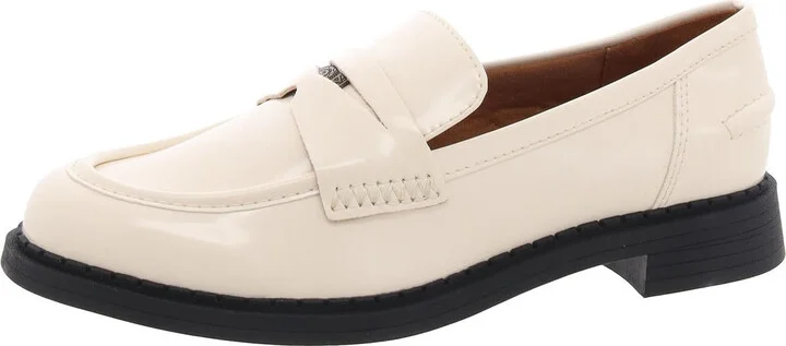Womens Faux Leather Penny Loafers