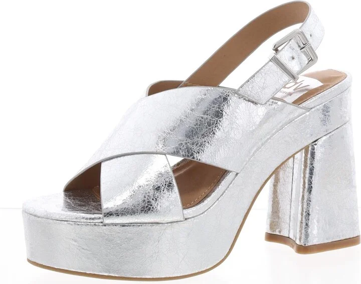 Womens Faux Leather Platform Slingback Sandals