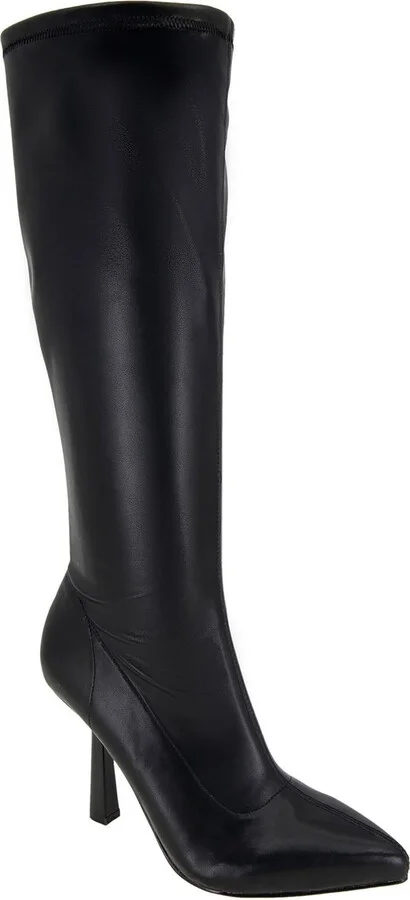 Womens Faux Leather Pointed Toe Mid-Calf Boots