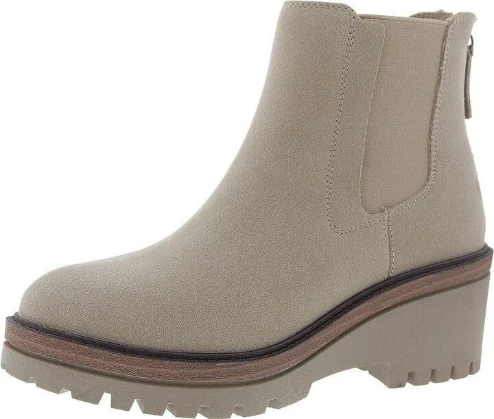 Womens Faux Leather Pull On Ankle Boots