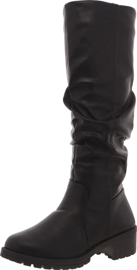 Womens Faux Leather Round toe Mid-Calf Boots