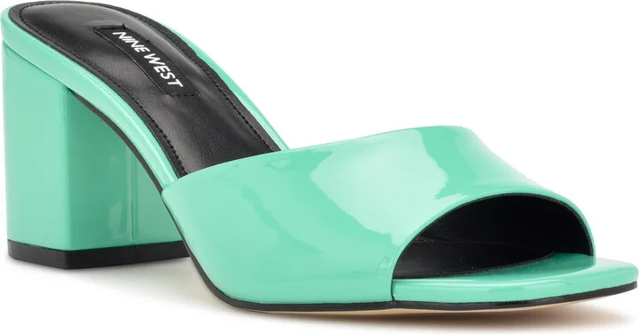 Womens Faux Leather Slip On Block Heel