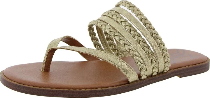 Womens Faux Leather Slip On Flatform Sandals