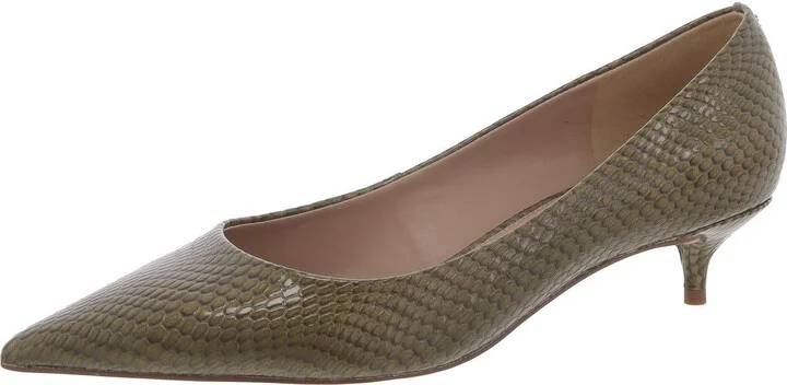 Womens Faux Leather Slip-On Kitten Heels