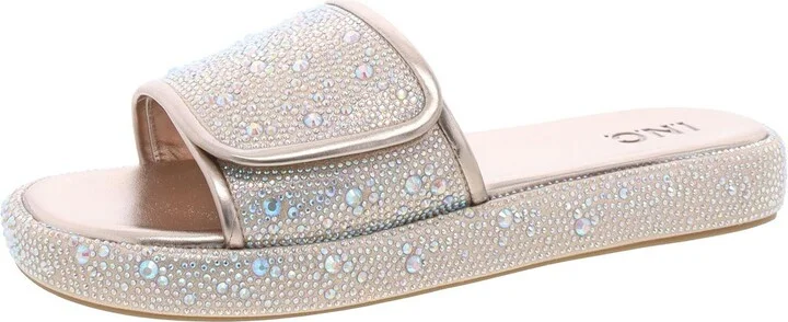 Womens Faux Leather Slip On Slide Sandals