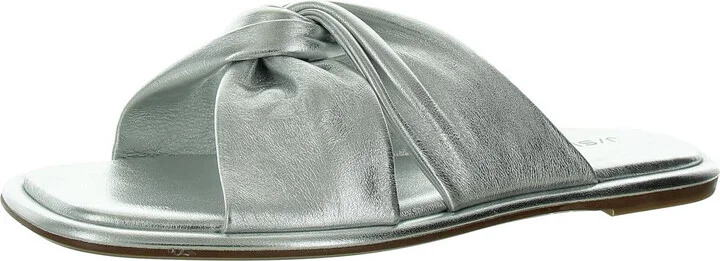 Womens Faux Leather Slip On Slide Sandals