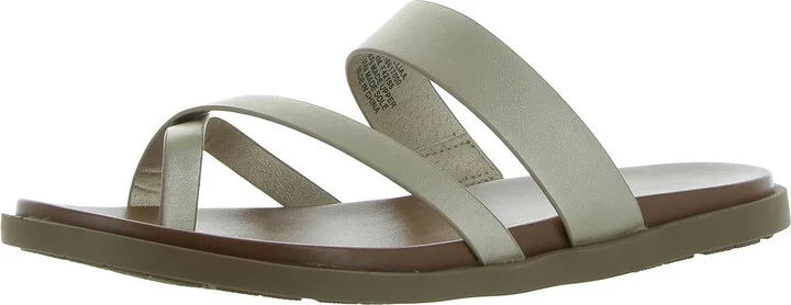 Womens Faux Leather Slip On Thong Sandals