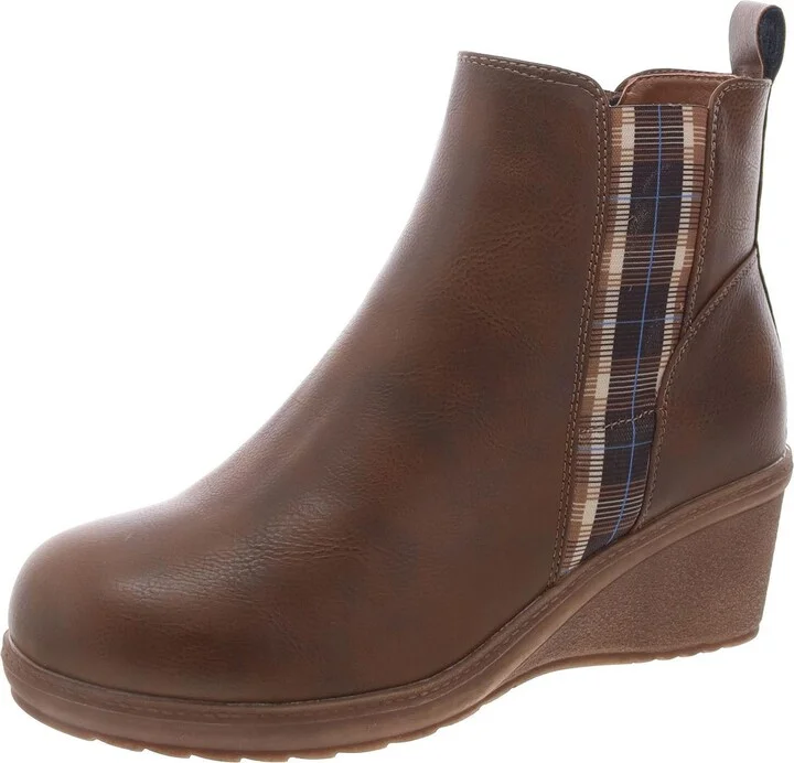 Womens Faux Leather Slip-Resistant Wedge Boots