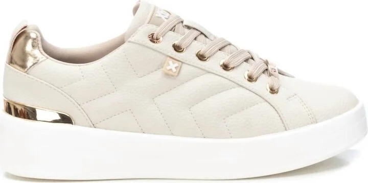 Women's Faux Leather Sneakers In Beige