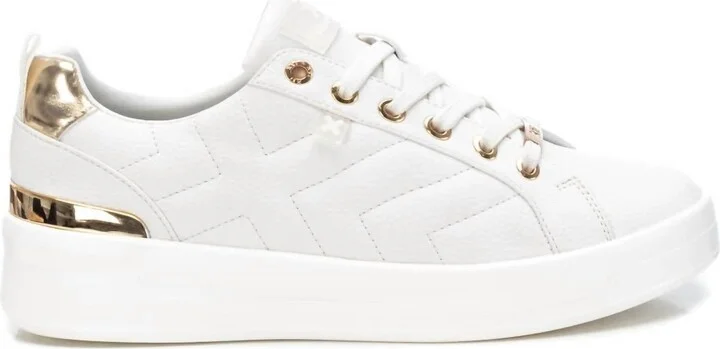 Women's Faux Leather Sneakers In White