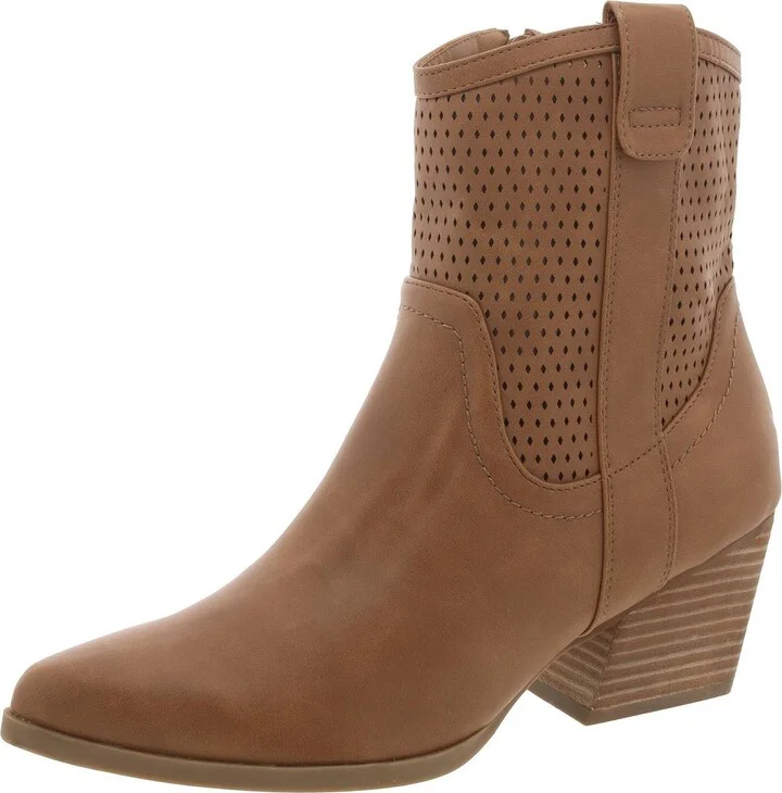 Womens Faux Leather Solid Mid-Calf Boots